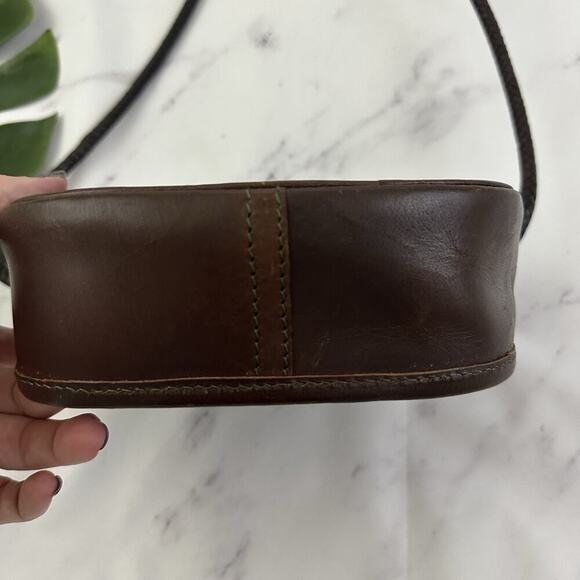 Vintage 90s Leather Cross Body Purse Bag Dark Brown Braided Boho Indie - Picture 4 of 7